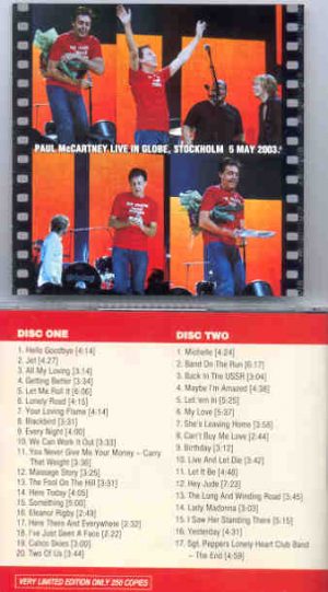 Paul McCartney - Live In Glove , Stockholm May 5th 2003  ( 2 CD SET )