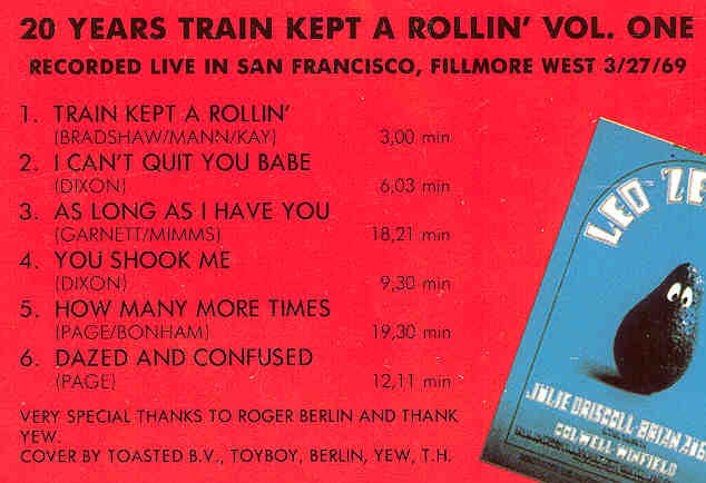 Led Zeppelin - 20 Years Train Kept A Rolling ( Living Legend ) ( Fillmore West , CA ,  March 27th , 1969 )