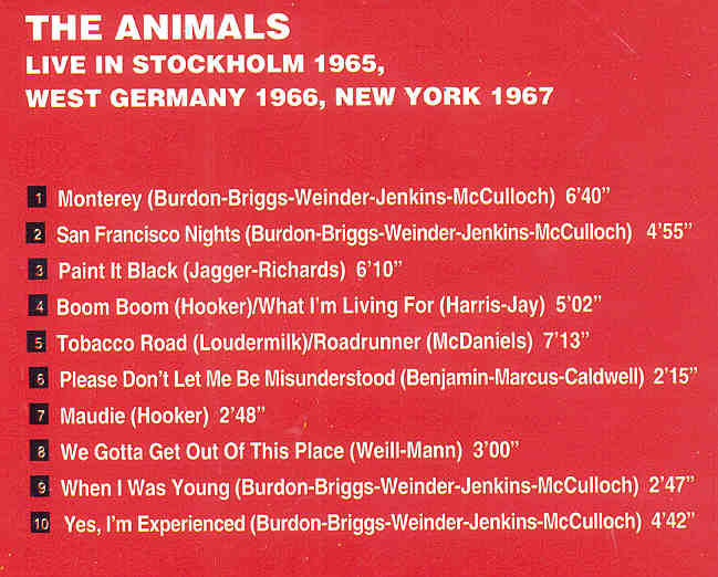 Eric Burdon and The Animals - Live In Stockholm , West Germany & New York