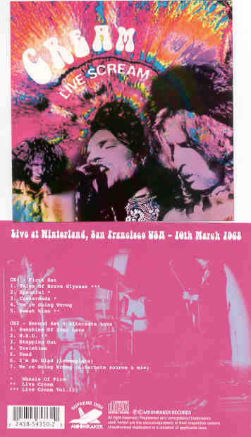 Eric Clapton - Live Scream ( 2 CD SET ) ( Cream at Winterland , San Francisco , USA , March 10th , 1968 )