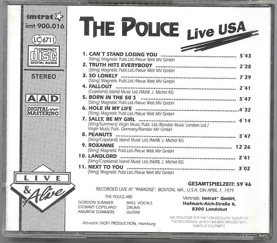Sting / The Police - Live USA ( Live in the USA 1977 )