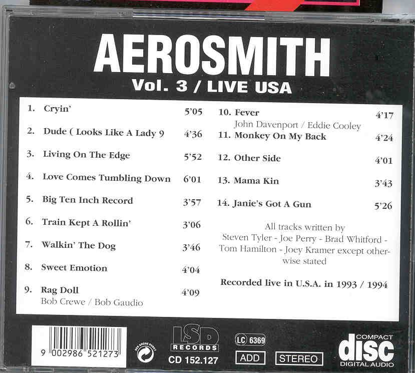 Aerosmith - Live in USA 1993 / 1994 Vol. 3