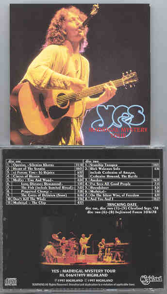 Yes - Madrigal Mystery Tour ( Highland ) ( 2 CD!!!!! SET ) ( Cleveland , Sept '78 + Inglewood Forum 10-6-1978 )