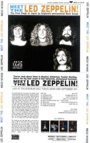 Led Zeppelin - Meet The Led Zeppelin ( 3 cd set ) ( Wendy ) (Budokan , Tokyo , Japan , September 23rd , 1971 )