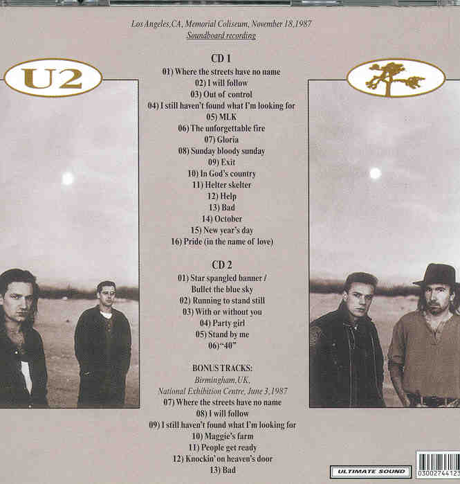 U2 - Memorial Coliseum ( 2 CD!!!!! set ) ( Los Angeles , California , USA , November 18th , 1987 )