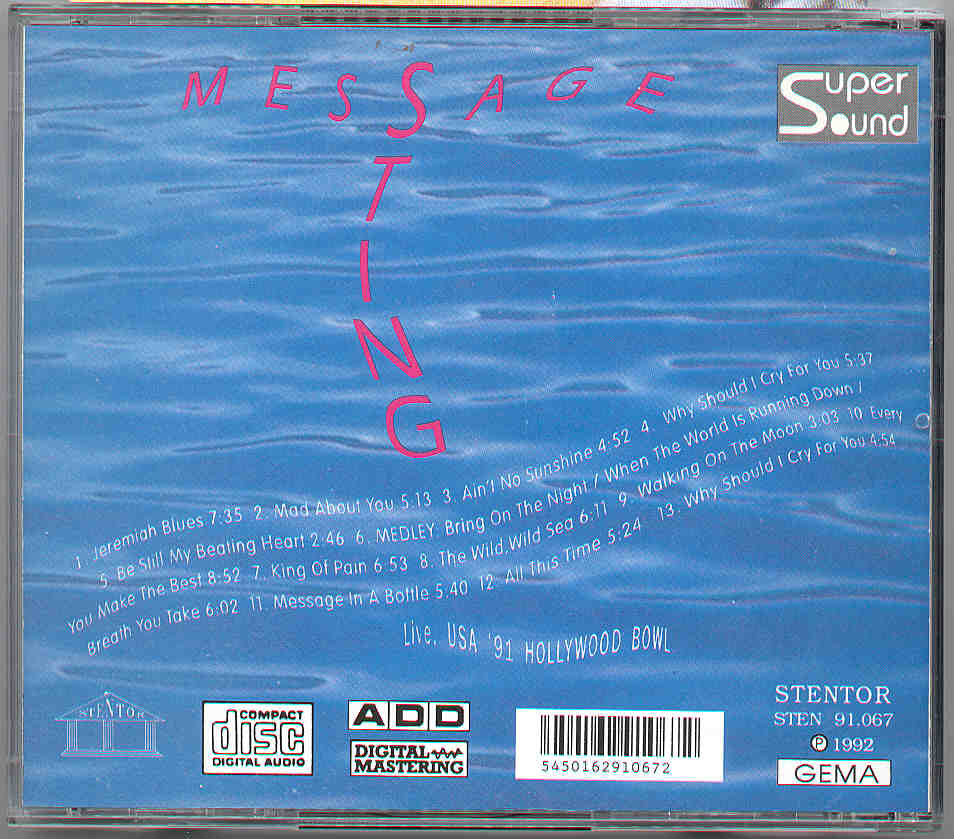 Sting / The Police - Message ( Live at The Hollywood Bowl , USA , 1992 )