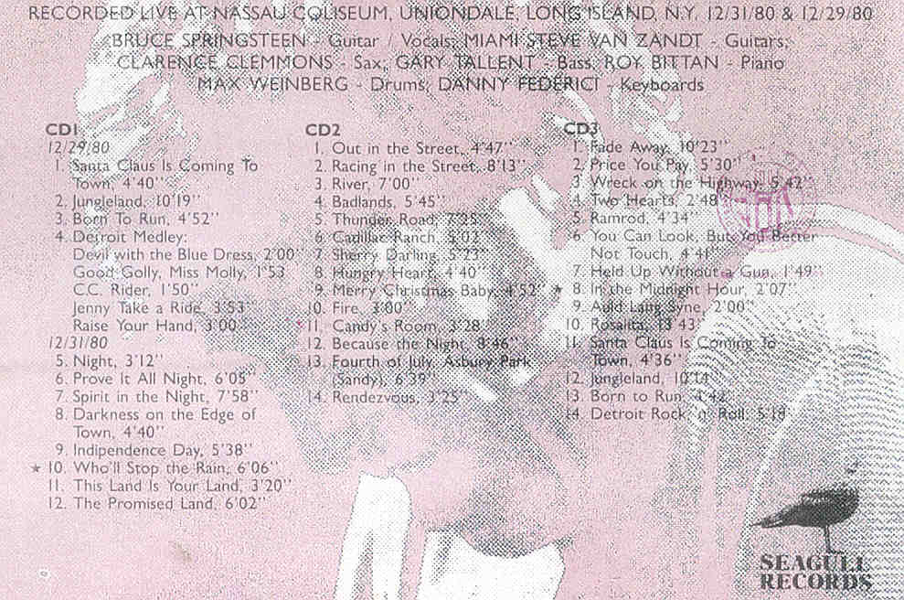 Bruce Springsteen - Midnight Lightning ( 3 cd set ) ( Seagull ) ( Nassau Coliseum , Uniondale , NY , 12/31/80 & 12/29/80 )