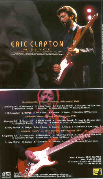 Eric Clapton - Miss You ( 6 CD SET ) ( Beano ) ( Live In Germany , January 20th , 21st & 22nd , 1987 )