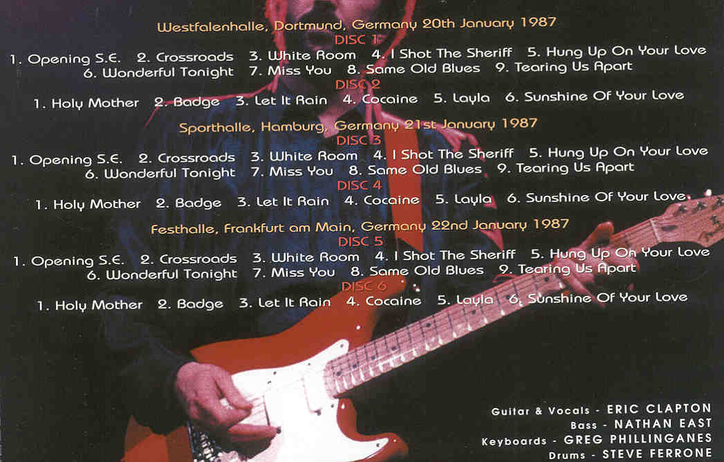 Eric Clapton - Miss You ( 6 CD SET ) ( Beano ) ( Live In Germany , January 20th , 21st & 22nd , 1987 )