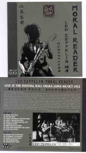 Led Zeppelin - Moral Reader ( 2 CD set ) ( Wendy ) ( Festival Hall , Osaka , Japan , October 4th , 1972 )