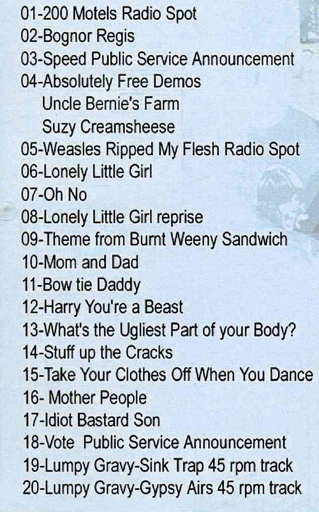 Frank Zappa - The Mothers Of Invention Outtakes ( From We're Only here , Absolutely Free , Lumpy Gravy & Bognor Regis )