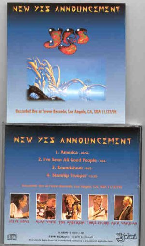 Yes - New Yes Announcement ( Highland ) ( Tower Records , Los Angeles , CA , USA , November 27th , 1996 )