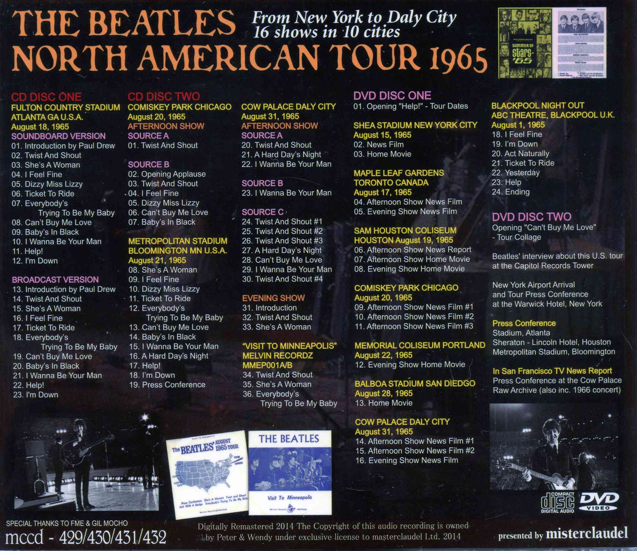 The Beatles - North American Tour 1965 ( 2CD + 2 DVD SET ) ( From New York To Daly City 16 shows in 10 cities ) ( Misterclaudel )
