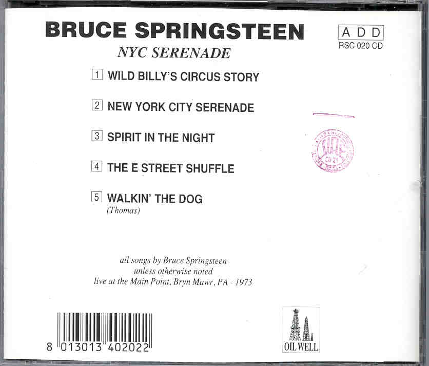 Bruce Springsteen - NYC Serenade ( PA , 1973 ) ( Oil Well )