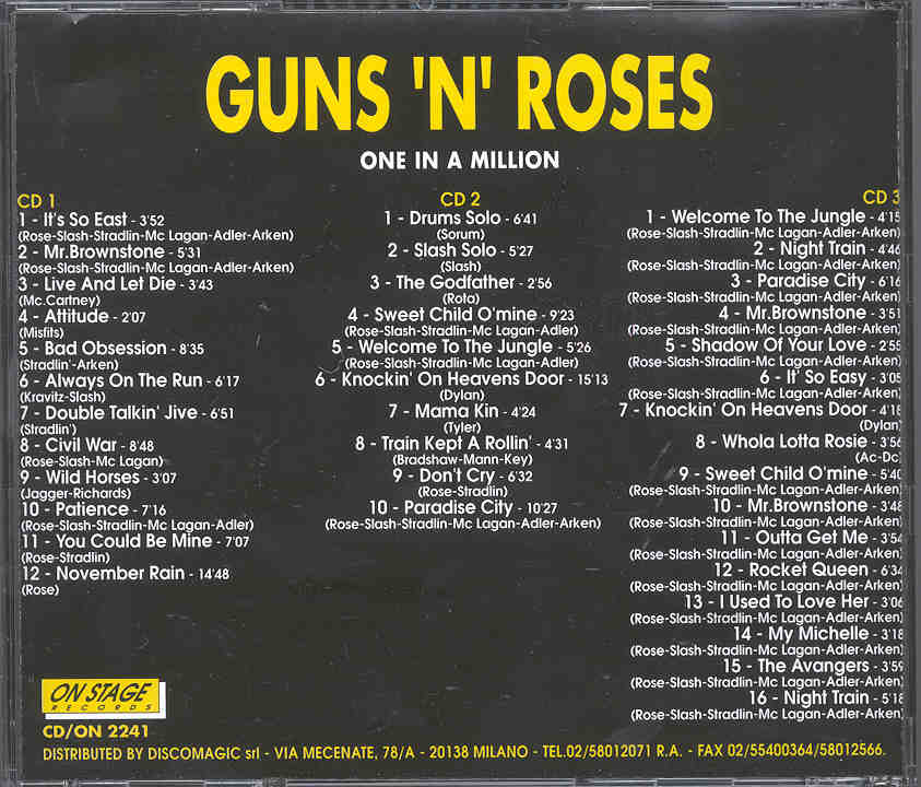 Guns N' Roses - One In A Million ( 3 cd set ) ( On Stage Recs )