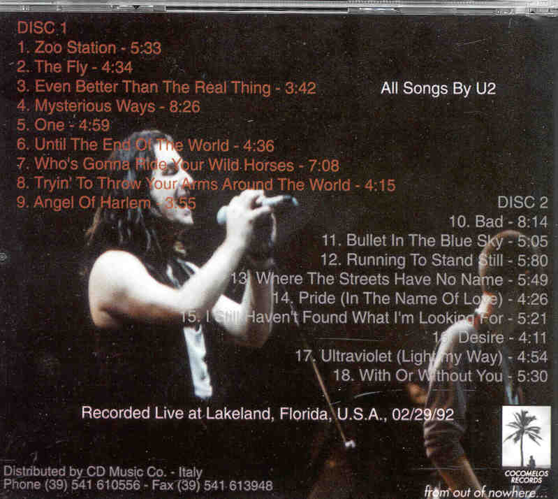 U2 - One Live Baby ( 2 CD!!!!! set ) ( Live in Lakeland , Florida , USA , February 29th , 1992 )