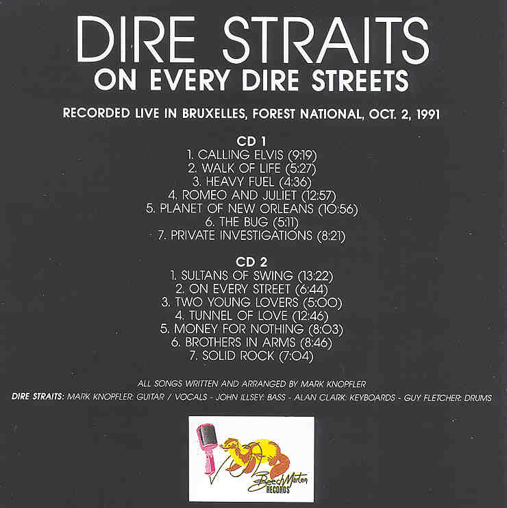 Dire Straits - On Every Dire Streets ( 2 CD SET ) ( Live in Brussels , Forest National , October 2nd , 1991 ) ( Beech Marten )