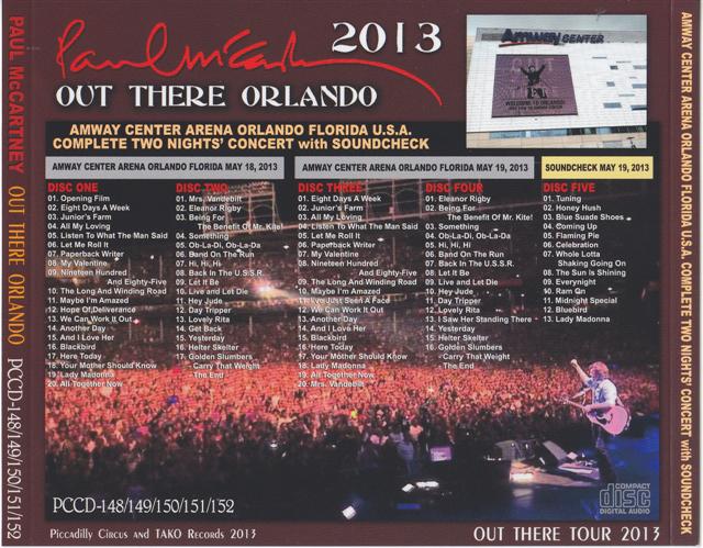 Paul McCartney - Out There Orlando ( 5 CDs Set )( Piccadilly Circus ) ( Orlando Florida USA, Complete Two Nights May 18th & 19th , 2013 )