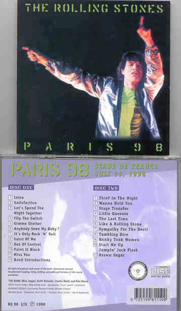 Rolling Stones - Paris 98 ( Stade De France , July 25th , 1998 ) ( 2 CD!!!!! SET ) Picture