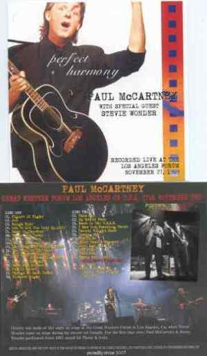 Paul McCartney - Perfect Harmony ( Feat. Stevie Wonder )( 2 CD SET ) ( Great Western Forum , Los Angeles , Nov. 27th , 1989 )