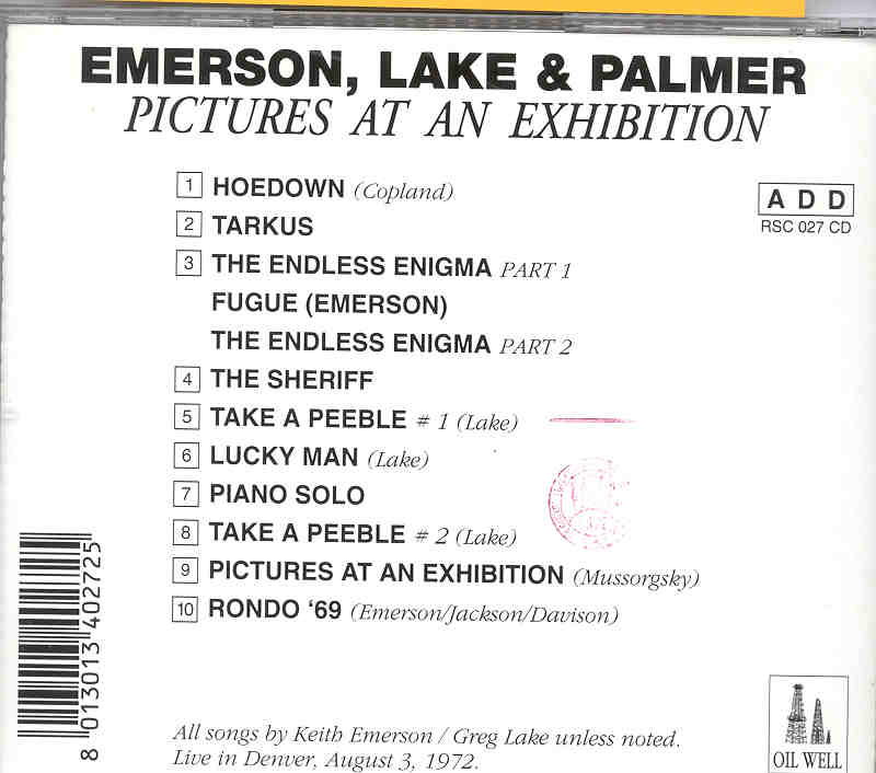 Emerson , Lake & Palmer - Pictures At An Exhibition ( Denver , USA , August 3rd , 1972 ) ( Oil Well )