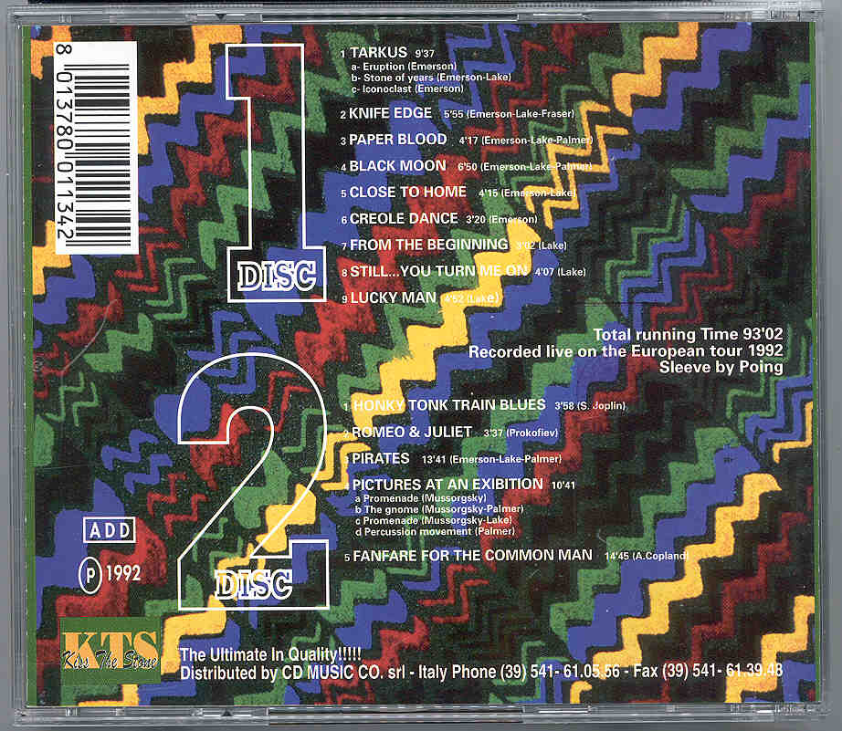 Emerson , Lake & Palmer - Pirates  ( 2 CD SET )  ( KTS ) ( European Tour 1992 )