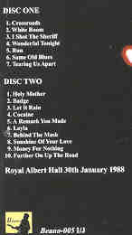 Eric Clapton - 9 Wonderful Nights At Royal Albert Hall 1988 ( January 30th ) ( 2 CD set ) ( Beano )