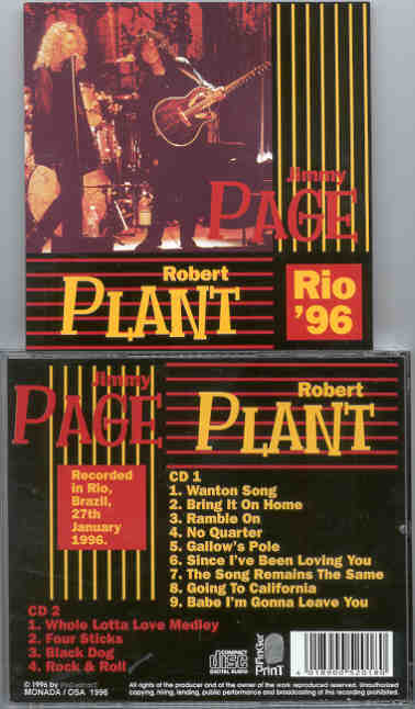 Led Zeppelin - Rio '96 ( 2 CD SET )( Page/Plant Live In Rio De Janeiro , Brazil , January 27th , 1996 )