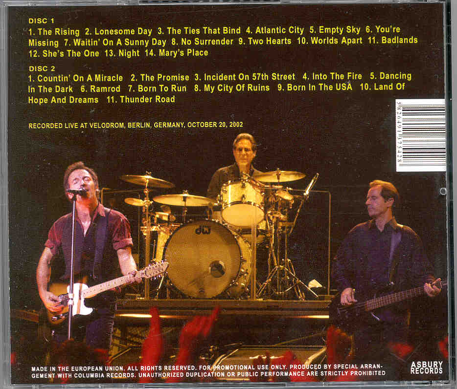Bruce Springsteen - Rockin' All Over Berlin ( 2 CD SET )( Live at the Velodrom , Berlin , Germany , October 2002 )