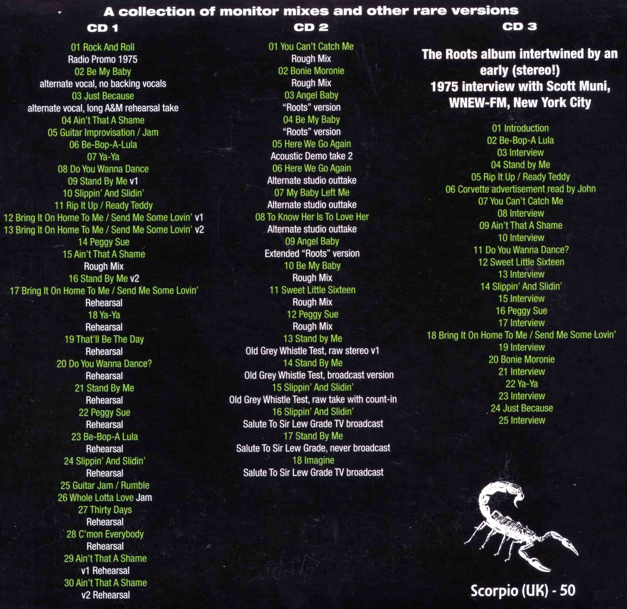 John Lennon - Rock & Roll Sessions ( 3CD SET ) A Collection Of Monitor Mixes & Other Rare Versions ( 2014 Scorpio)