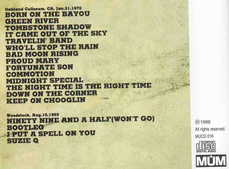 Creedence Clearwater Revival / John Fogerty - Rock On The Road ( January 31st , 1970 , Oakland Coliseum , CA + Bonustracks Woodstock '69 )