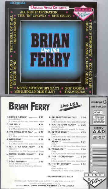 Brian Ferry & Roxy Music - Brian Ferry Live In The USA ( New York Concerts 1975 & 1977 )