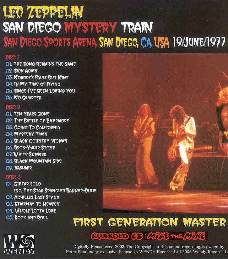 Led Zeppelin - San Diego Mystery Train ( 3 cd set ) ( Wendy ) (San Diego , California , USA , June 19th , 1977 )