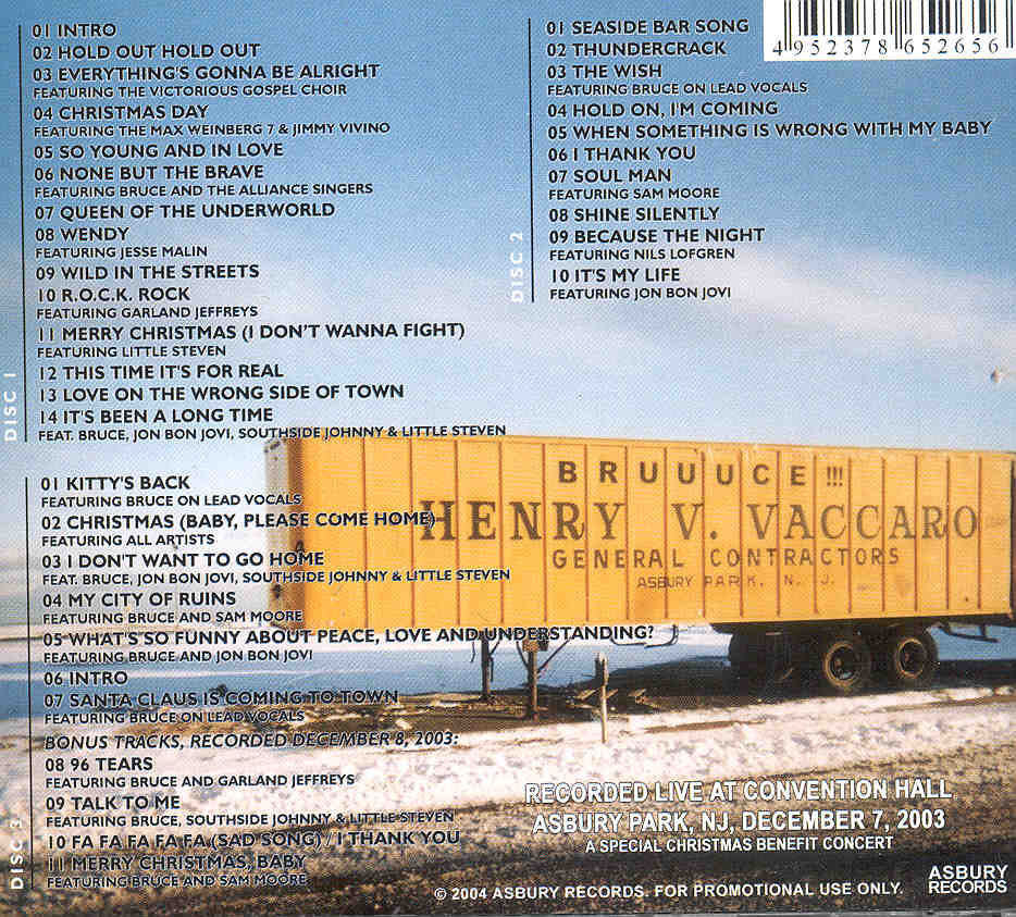 Bruce Springsteen - Seasons Greetings From Asbury Park ( 3 CD SET ) ( Convention Hall , Asbury Park , NJ , December 7th , 2003 )