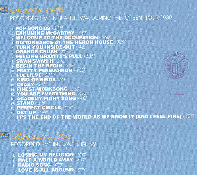 R.E.M. - Seattle 1989 - Acoustic 1991 ( Live Storm ) ( 2 CD!!!!! SET )