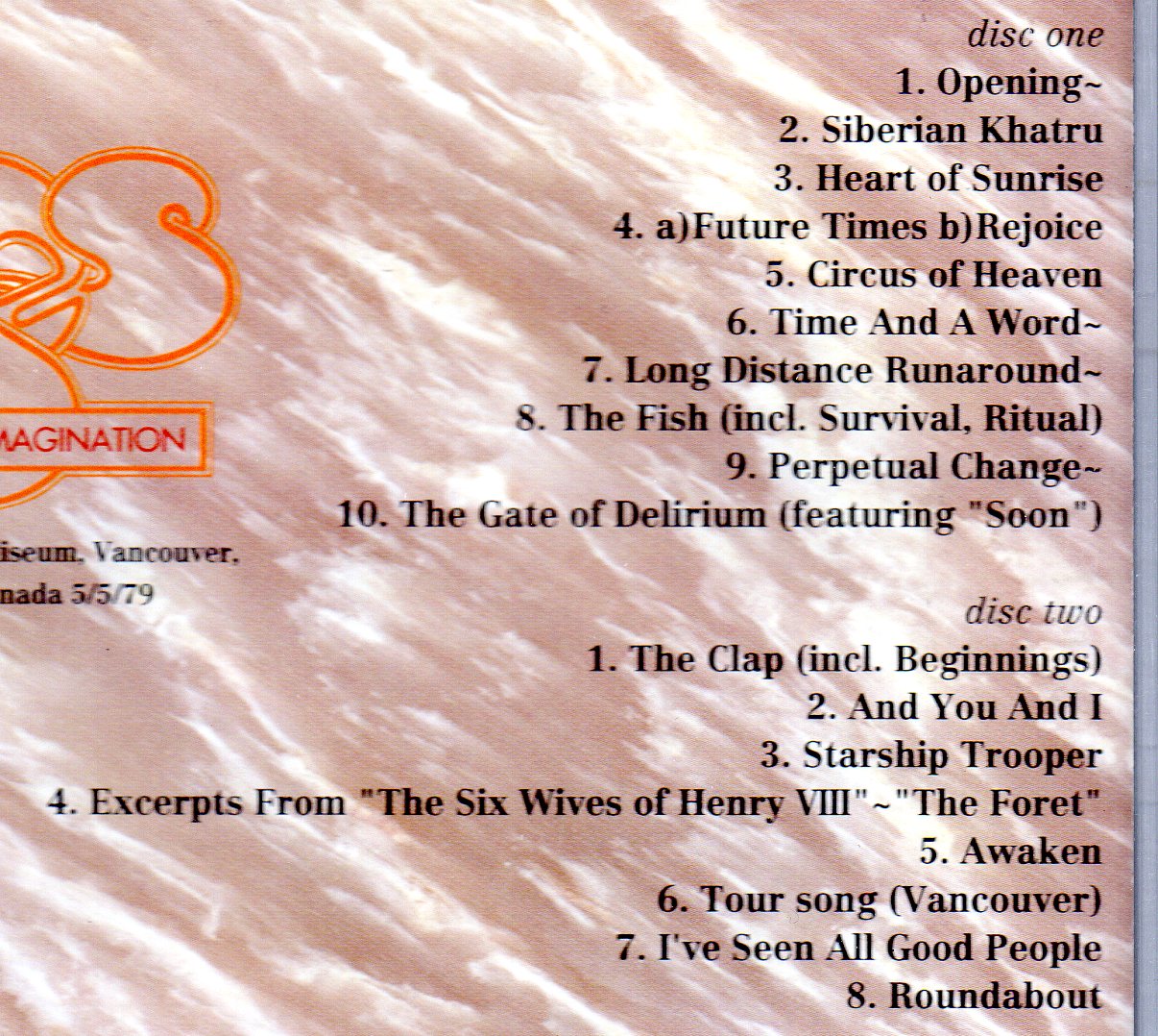 Yes - Seventh Age Imagination ( Highland )( 2 CD!!!!! SET ) ( Pacific Coliseum , Vancouver , BC , Canada , May 5th , 1979 )