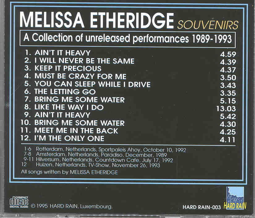 Melissa Etheridge - Souvenirs ( A Collection of Unreleased Performances 1989 - 1993 )