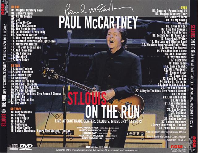 Paul McCartney - St Louis On The Run ( 3CD + 1 DVD ) ( Live At Scottrade Center, St. Louis, Missouri, Nov 11th , 2011 )