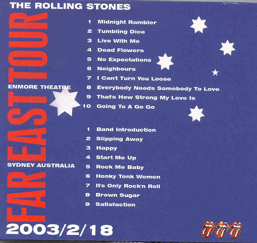 Rolling Stones - Sydney Australia 2003 ( 2 CD!!!!! set ) ( Enmore Theatre , Sydney , Australia , February 18th , 2003 )