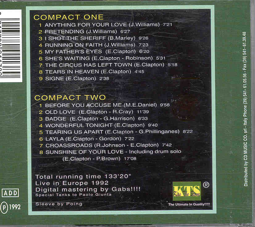 Eric Clapton - Tears In Heaven ( Live In Europe 1992 ) ( 2 CD set ) ( KTS )