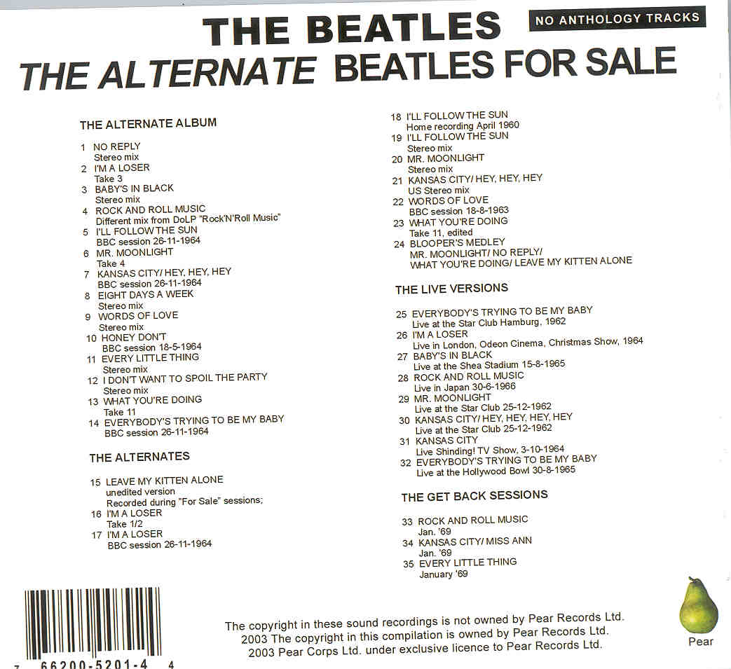 The Beatles - The Alternate Beatles For Sale ( PEAR )