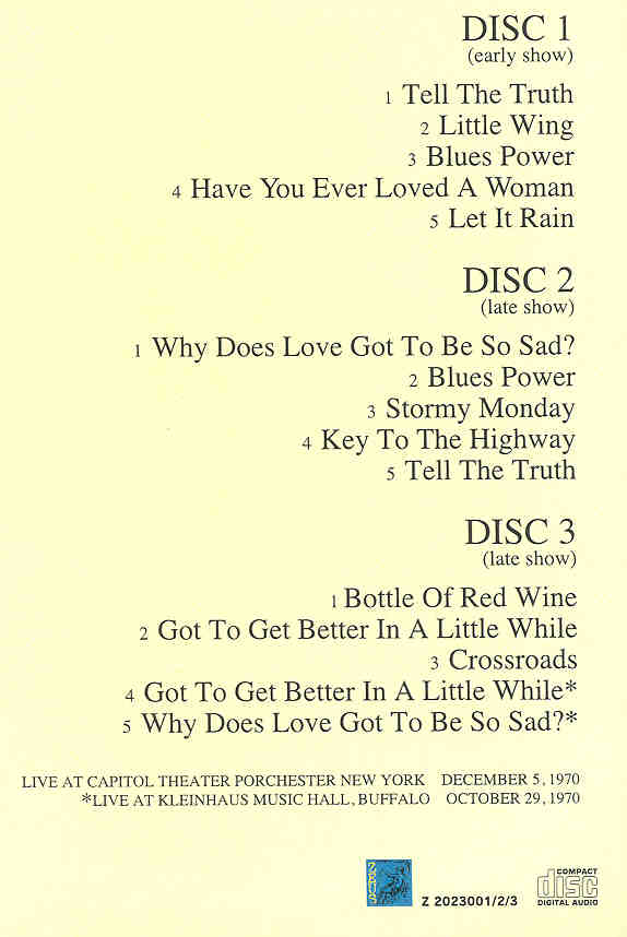 Eric Clapton - The Beat Goes On ( 3 CD SET ) ( DEREK & The Dominoes at Porchester , New York , USA , December 5th , 1970 )