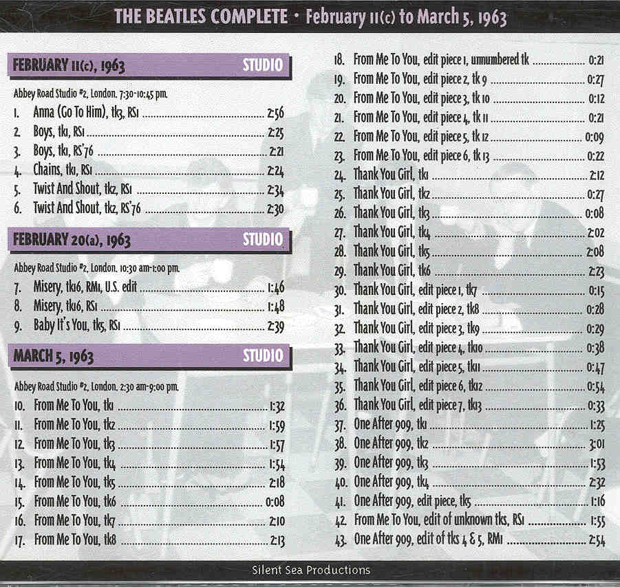 The Beatles - BEATLES Complete: February 11(c) to March 5, 1963 ( Silent Sea )