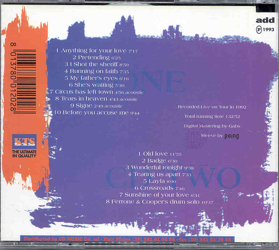 Eric Clapton - The Circus Has Left Town ( Live on Tour , 1992 ) ( 2 CD set ) ( KTS )