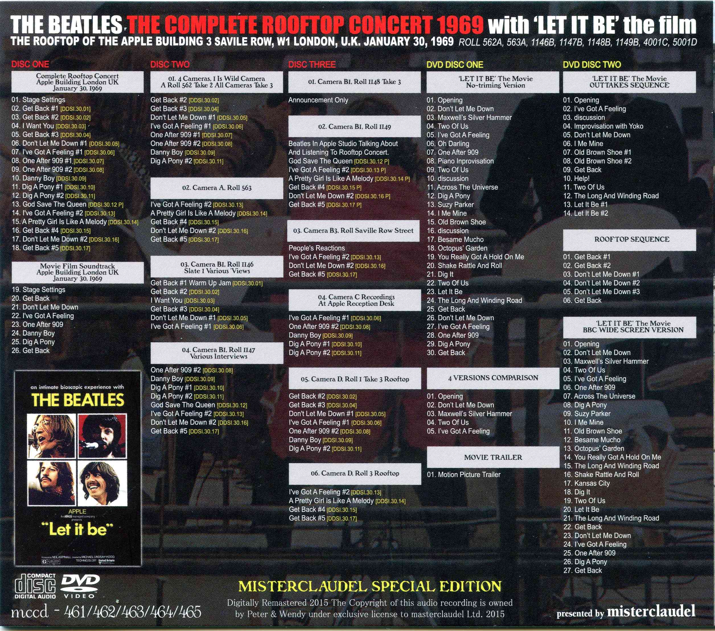 The Beatles - The Complete Rooftop Concert 1969 ( 3 CDS - 2 DVDs with Slipcase ) ( Misterclaudel )