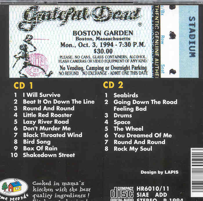 Grateful Dead - The Dead In Bloom ( 2 CD SET ) ( Boston Gardens , Ma , USA , Oct 3rd , 1994 )
