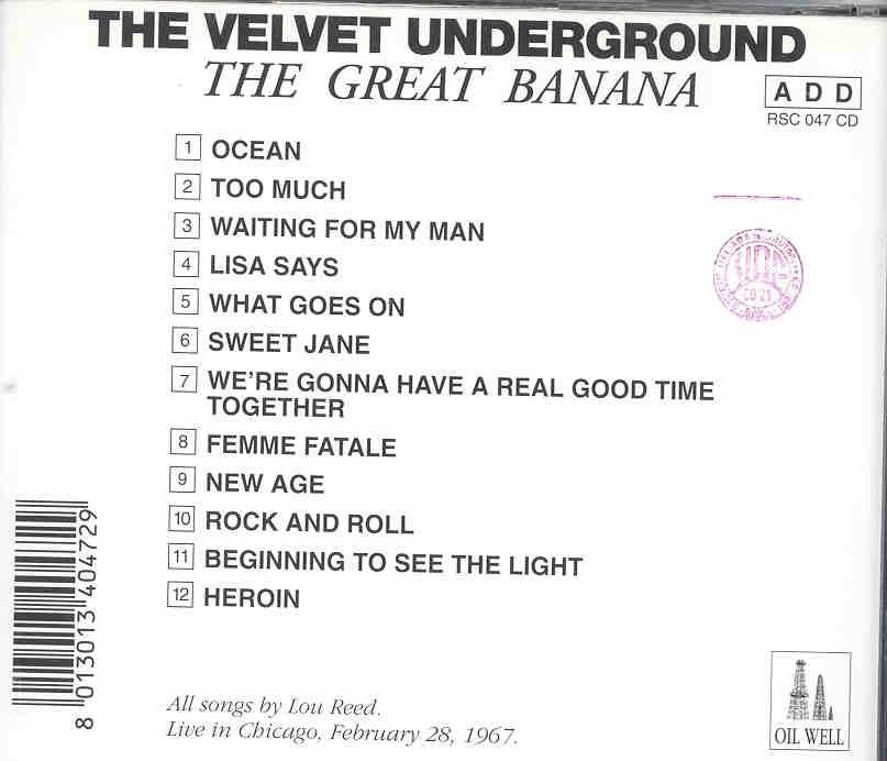 Lou Reed / Velvet Underground - The Great Banana ( Oil Well )