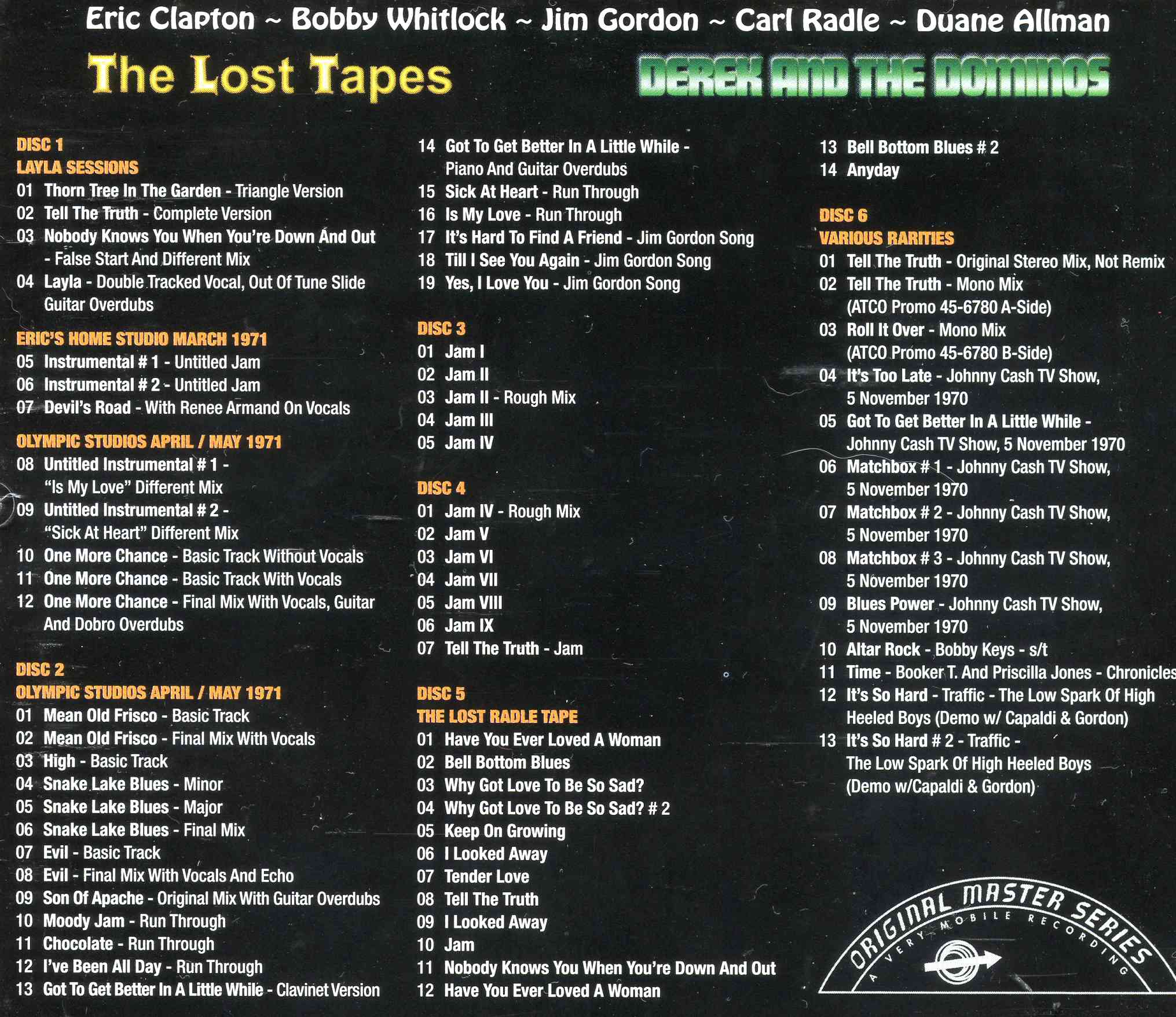 Eric Clapton - The Lost Tapes ( DEREK & THE DOMINOES ) ( 6 CD SET W / 28 pages Booklet )