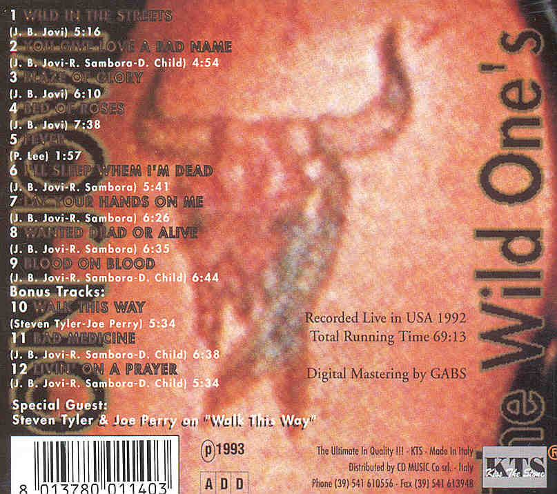 Bon Jovi - The Wild One's ( Live in The USA , 1992 ) ( KTS )