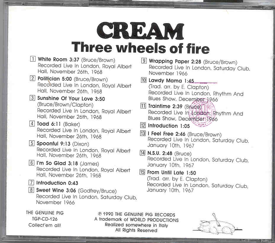 Eric Clapton - Three Wheels Of Fire ( CREAM ) ( Swingin' Pig ) ( Albert Hall 1968 plus London 66' & 68" )
